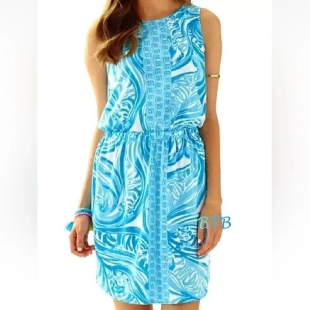 NWOT LILLY PULITZER WINDWARD DRESS SEA RUFFLES SIZE SMALL Cinched Waist Girly